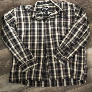 Harley-Davidson Black and White Plaid Shirt Jacket